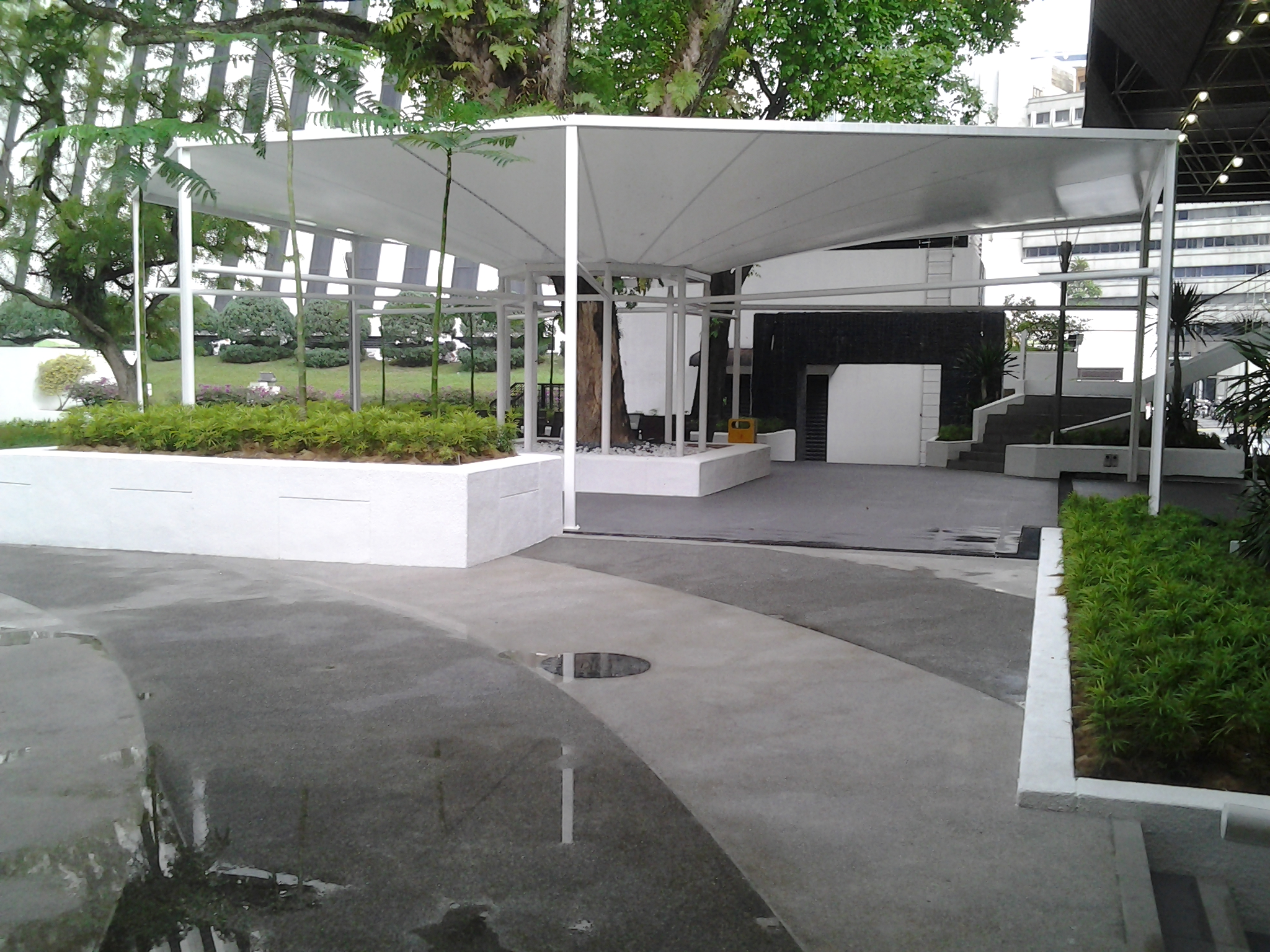 Sustainable tensile fabric structure at Laman Menara Maybank food court, Kuala Lumpur
