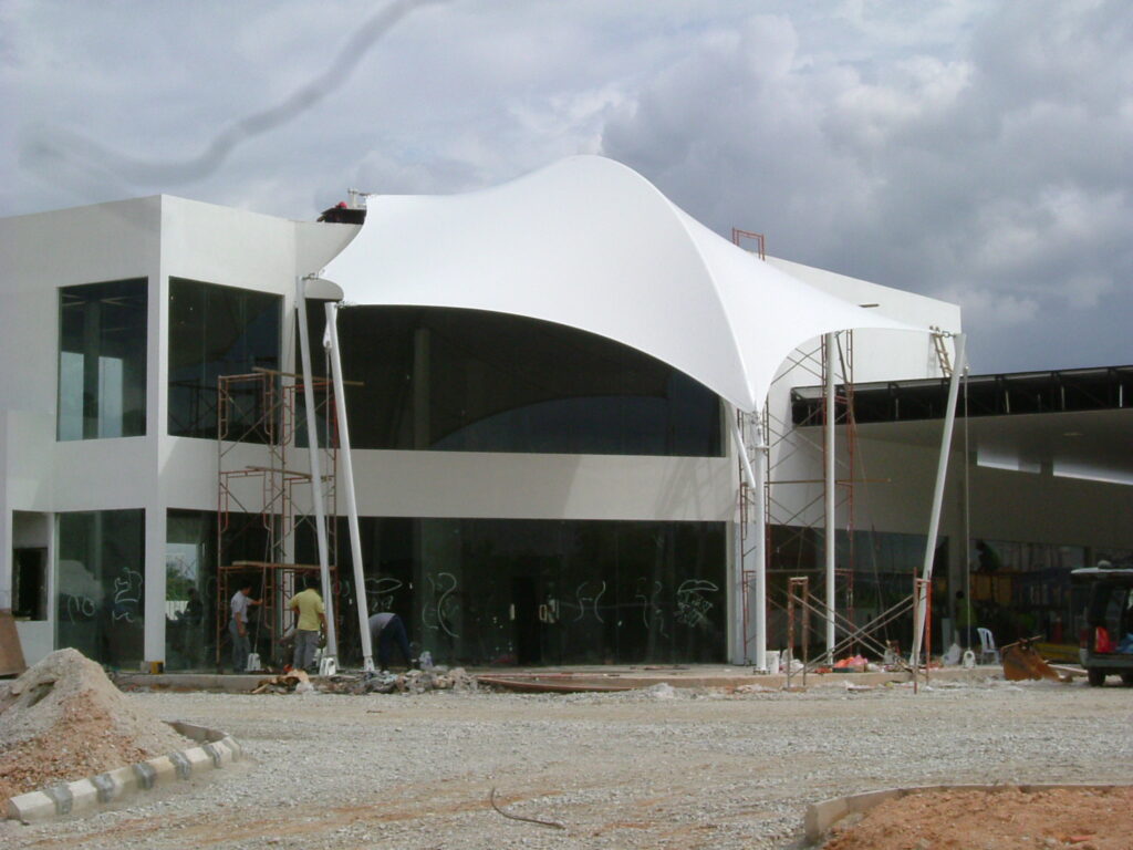 tensile fabric structure at burger king mutiara damansara petronas petrol station